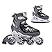 Paire de patins 2 en 1 Worker Tifero - Roller en ligne ou patins à glace - Taille réglable - 35 à 38 et 39 à 42, gris/blanc, 39-42 verstellbar
