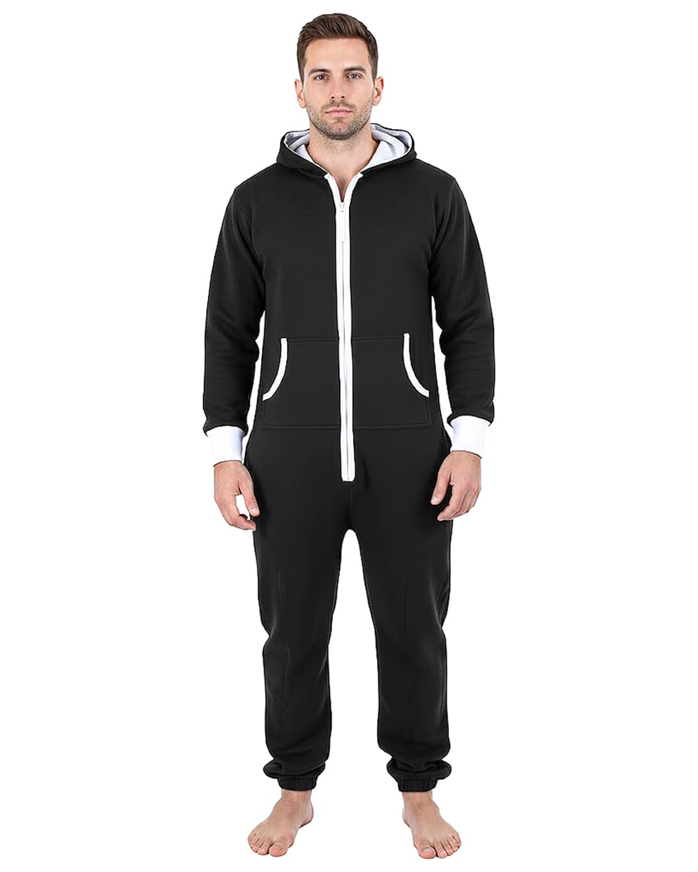 Men’s Unisex Printed & Plain Onesies, aztec print Jumpsuits for Adults – All-in-One Piece Pyjama, zip-up Hooded onesies for Men & Women