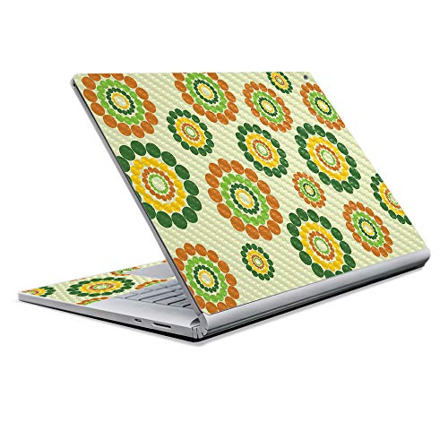 Image of MightySkins Carbon Fiber Skin for Microsoft Surface Book 2 13 inch (2017) - Hippie Flowers,Protective, Durable Textured Carbon Fiber Finish,Easy to Apply, Remove, and Change Styles,