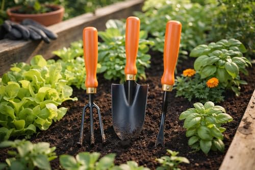 Image of Ocean Mart Garden Tool Set of 3 Pcs - Home Tools & Gardening Tools Kit for Home Garden- (Big Trowel, Cultivator, Weeder) - Terrace Gardening Accessories, Gardening Essentials, Garden Tools Heavy Duty