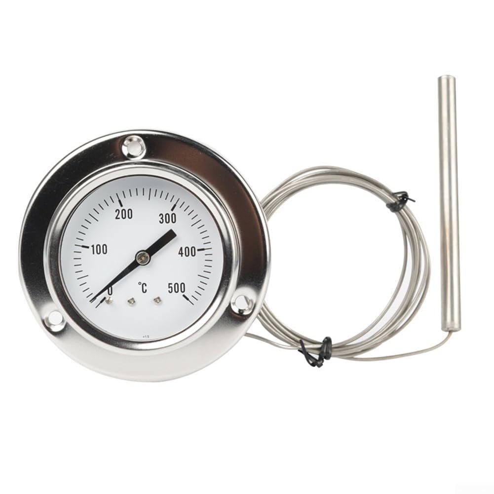 Termometro da forno con sonda in acciaio inox 0-500 °C per forni, griglie, stufe a legna, grande facile da leggere per quadrante, design resistente alla ruggine (tipo flangia)