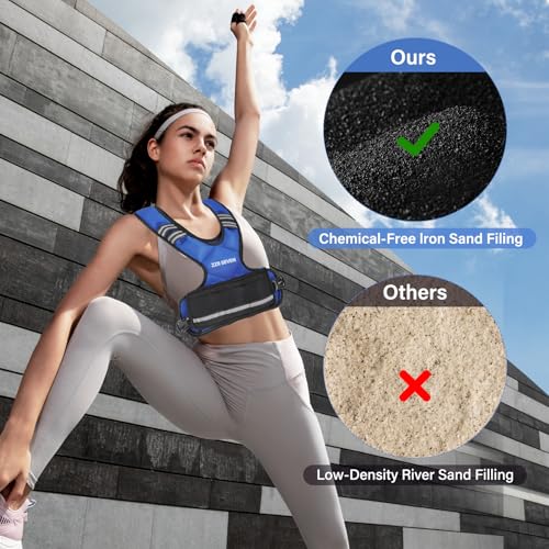 Image of Weighted Vest, Running Vest for Women and Men | 4-10lb Adjustable Weighted Vest with 6 Iron Sand Weights, for Strength Training, Runninng Fitness(Blue)