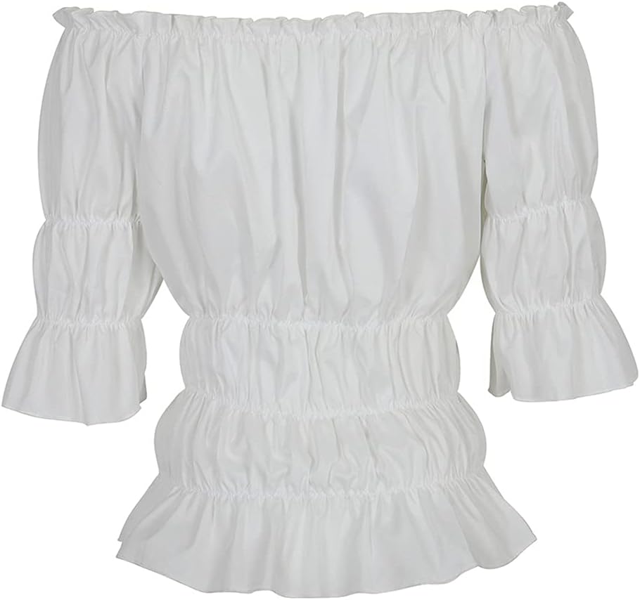 Lehauya Women Off The Shoulder Tops Renaissance Blouse Pirate Shirt Short Sleeve Shirts - Image 3