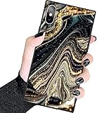 ZHUXUXITT iPhone Xs MAX Case,Luxury Square Black Onyx Gold Geode Marble Design case for Women Grils...