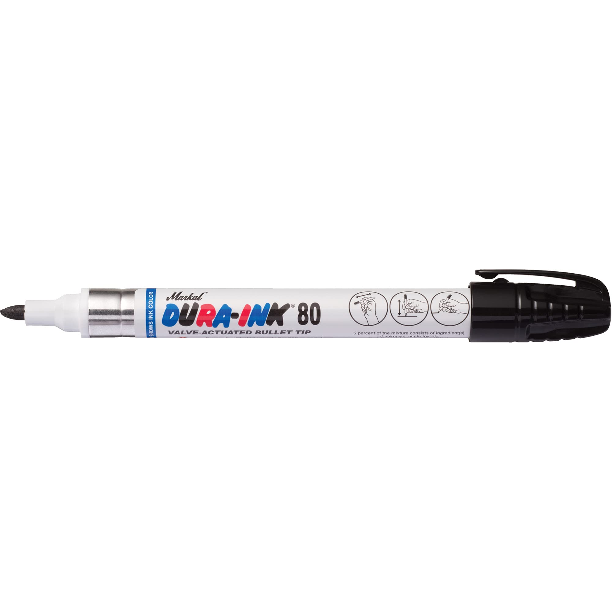 Markal Dura-Ink #80 Permanent Marker, black with a durable cap and pocket clip.