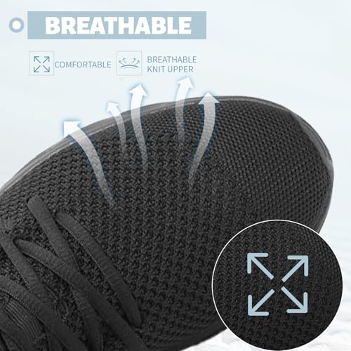 Womens Mens Running Shoes Black Tennis Sneakers Lightweight Gym Athletic Walking Sports Slippers Womans 11/Mans 9.52