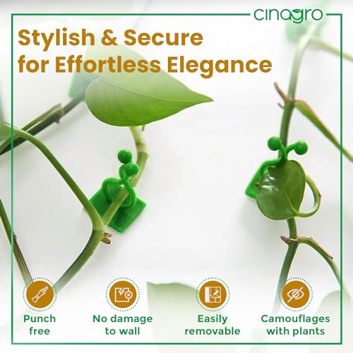 Image of Cinagro Plant Climbing Wall Clips, 30 Pieces with Self-Adhesive, Money Plant Support Clips, Vine Plants Fixing Clips, Invisible Hook Plant Clips for Climbers, Clips, Key Holder, Wires, Ropes