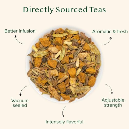 Image of VAHDAM, Turmeric Spice Herbal Tea (50+ Cups, 3.5 oz) Caffeine Free, Non GMO, Gluten Free | 100% Pure Herbal Tisane - Savory & Spicy | Whole Loose-Leaf, Vacuum Sealed for Freshness