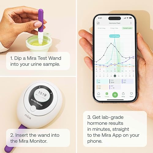 Image of Mira Max Fertility Monitor & Ovulation Test Kit for Women, at-Home Hormone Tracker for LH, PdG & E3G, Digital Hormone Analyzer with 10 Test Wands, 7x More Accurate Than Other Fertility Trackers