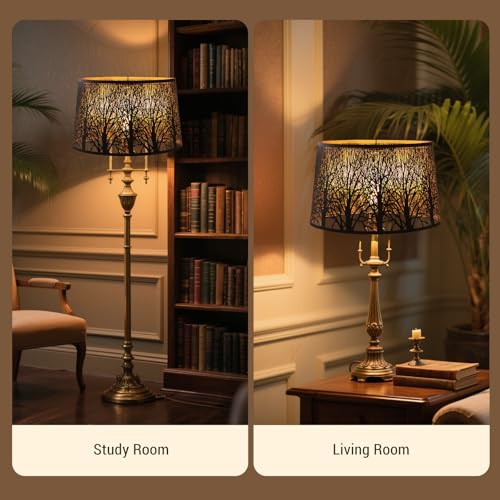 14×8.5" top x 16×10.5" bottom x 9.5" high Oval Metal Etched Lampshades. - image 5