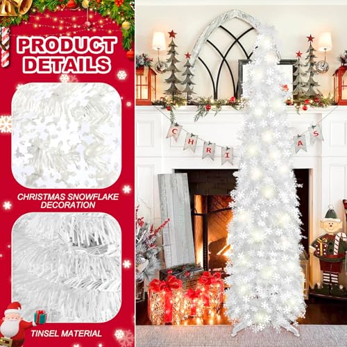 Valentines-Day-Lights-Decoration-Gifts-for-Mom-Christmas-Tree-with-LED-Light-5Ft-Artificial-Christmas-Tree-with-White-Snowflake-Pencil-Xmas-Tree-for-Home-Party-Office-Fireplace-Holiday-Decorations Valentines Day Lights Decoration Gifts for Mom Christmas Tree with LED Light 5Ft Artificial Christmas Tree with White Snowflake Pencil Xmas Tree for Home Party Office Fireplace Holiday Decorations