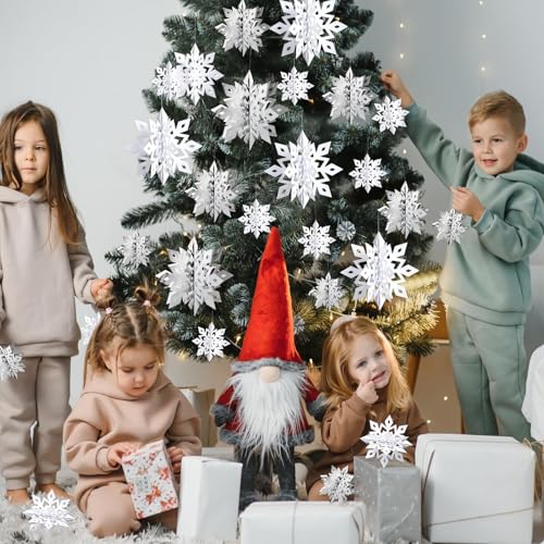 Image of Snowflake Decorations, Paper Christmas Hanging Decor Indoor, 24-Pc