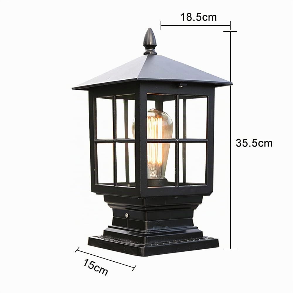 Borne de jardin en fonte d'aluminium noir, luminaire d'extérieur Lampe d'extérieur rustique sur pied E27 Chemins d'éclairage extérieur sur pied Pilier Eclairage de jardin