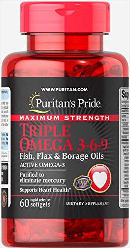 Puritan's Pride Maximum Strength Triple Omega 3-6-9 Fish, Flax & Borage Oils-60 Softgels