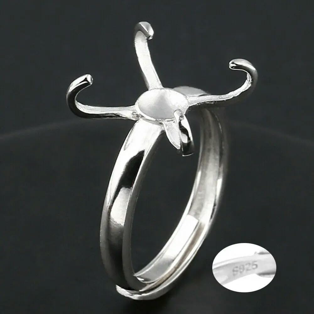 Base de bague vierge à 4 griffes en argent sterling