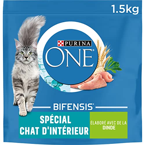 Purina One Spécial Chat d'Intérieur - à la Dinde et aux Céréales Complètes - 1,5kg - Croquettes pour Chat Adulte - Lot de 6