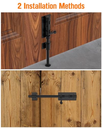 Image of 10 inch Barrel Bolt Latch, Heavy Duty Slide Bolt Gate Latch, 304 Stainless Steel Thickened Metal Gate Locks for Outdoor Fence, Shed, Wooden Gate, Barn, Patio, Courtyard (Black - 1pc)