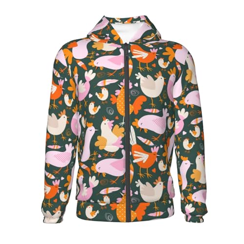 Hens, Roosters and Chicks Kids Pullover Hoodies Boys Zip Up Sweatshirts Girls Athletic Clothes with Pocket2