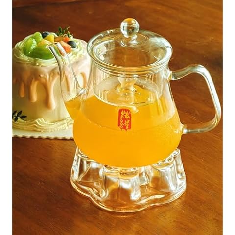 JIABO 800ML Glass Teapot & Borosilicate Glass Tea Warmer Cover