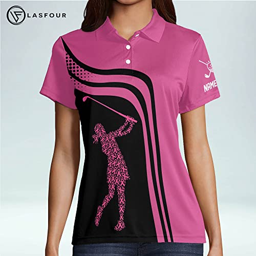 LASFOUR Personalized Womens Golf Shirts Short Sleeve, Womens Funny Golf Shirt for The Course, Golf Shirts for Women Dry Fit4