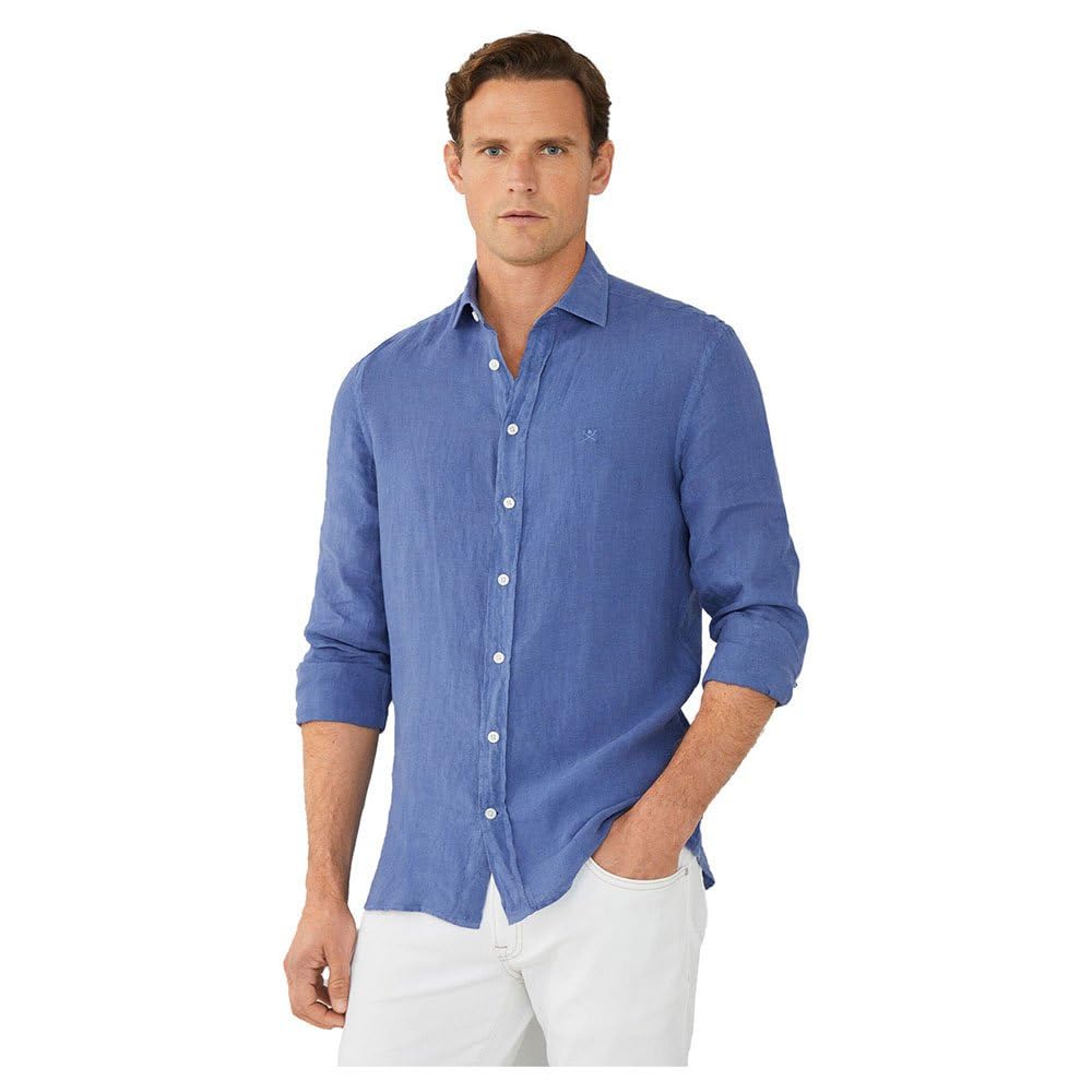 Hackett London Tinte de Ropa de Lino Camisa para Hombre