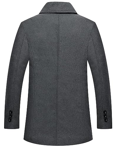 Image of chouyatou Men's Classic Notched Collar Double Breasted Wool Blend Pea Coat