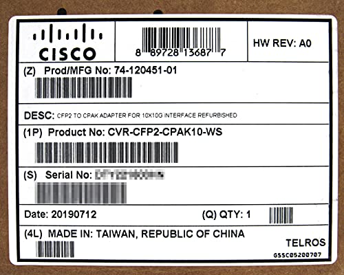Image of Cisco CVR-CFP2-CPAK10 CFP2 to CPAK 10x10G Adapter Module (Renewed)