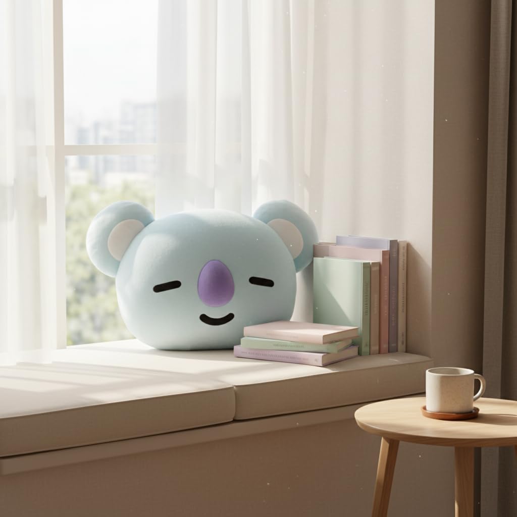 MINISO BT21 KOYA Head-Shaped Plush Pillow 16 Inch | Soft Character Cushion Toy 1