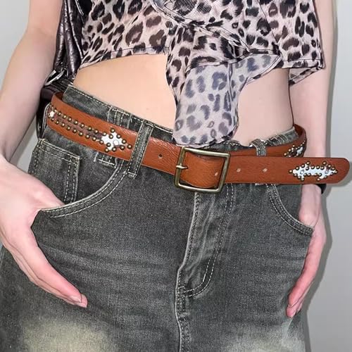 Hot Girls PU Belt With Rivet Decors Waist Belt Fashion Enthusiasts Belt Coat Dress Female Ethnic Waistband3