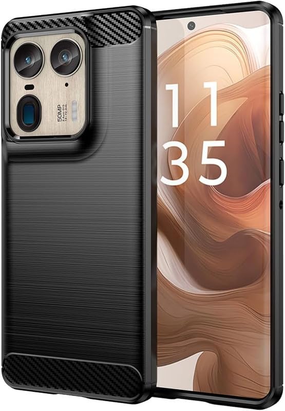 Image of NPRC Hybrid Ultra Slim Protective Case TPU Non-Slip Carbon Fiber Texture Shockproof Case Cover for Moto Edge 50 Ultra - Black
