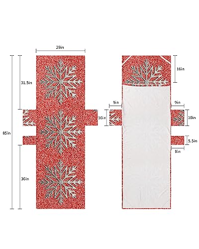Snowflake, Beach Lounge Chair Towel Cover, Soft Chaise Lounge Towel with Side Pockets Patio Pool Chairs Cover for Beach/Pool Sunbathing 29x85 Starry Merry Christmas Red Xmas Winter