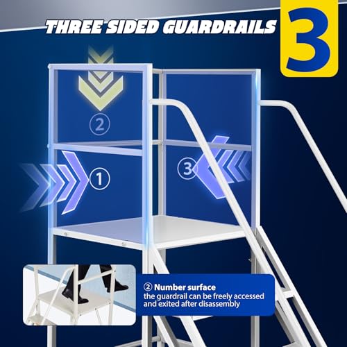 Image of 6 Step Rolling Ladder with Wheels, 1200LBS Capacity Industrial & Warehouse Rolling Stairs, Non-Slip Rolling Steps with Stair Edge Protector, Easy to Move Rolling Steps for Goods Shelves, 23.5 inchx51 inch