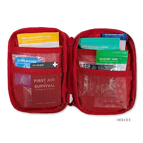 Image of My Medic Sidekick - Camping Hiking and Backpacking First Aid Kit - 70 Items - HSA and FSA Eligible - Small Ifak Great for Travel or Motorcycle - Portable Emergency Kit - Red