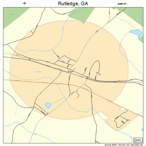 Large Street & Road Map of Rutledge, GA Printed poster size