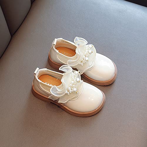 EnJoCho 2-12 Years Pretty Girl Shoes Girls Low Heel Shoes PU Dress Shoes Student Casual Shoes for Wedding (Beige, 5.5-6 Years)3