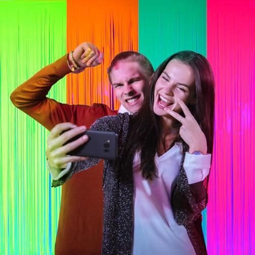Weysat Cortinas Neon para Fiesta 4 Piezas 3.3x6.6ft miniatura 6