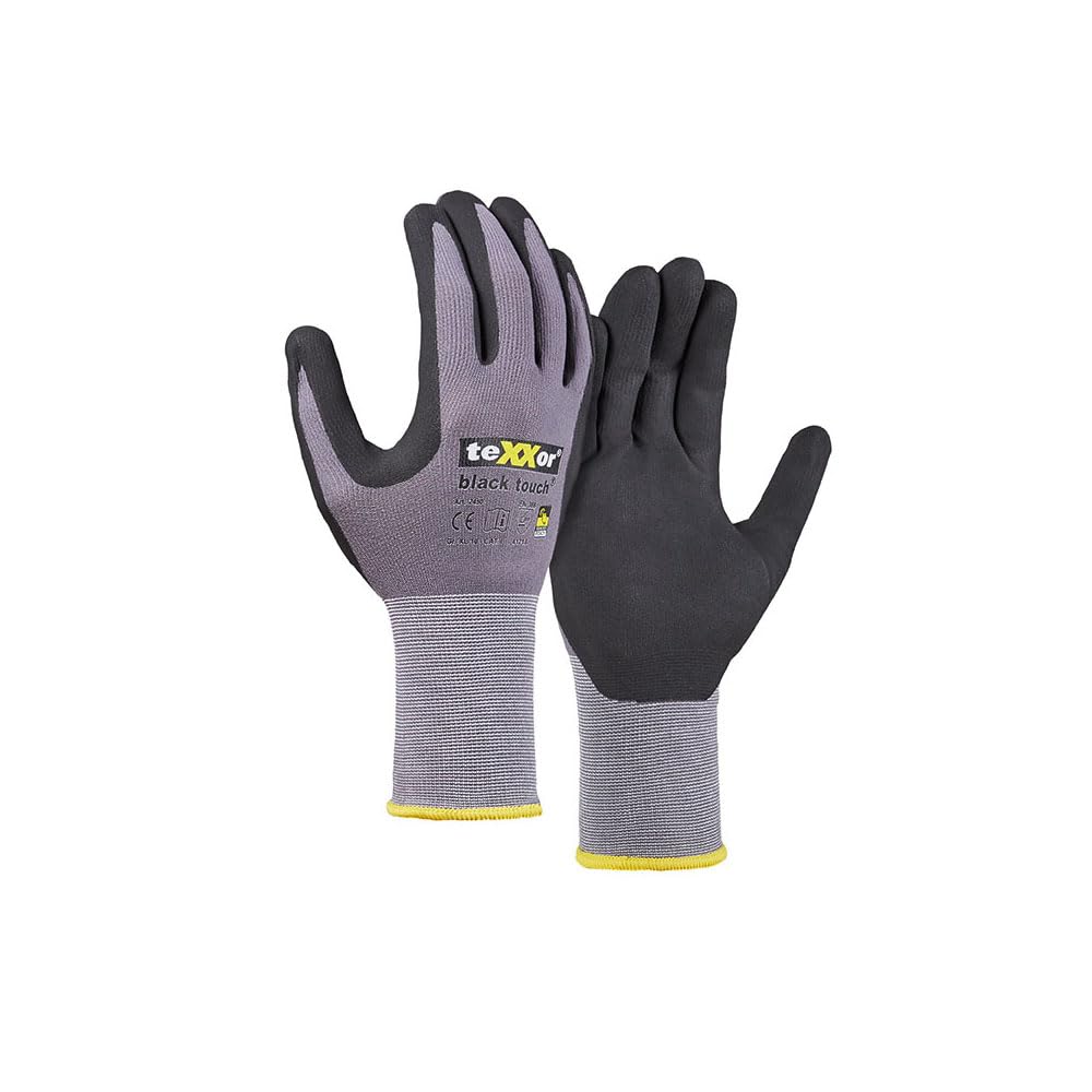texxor 144 Paar Handschuhe Montagehandschuhe Black Touch 144 x grau/schwarz 10