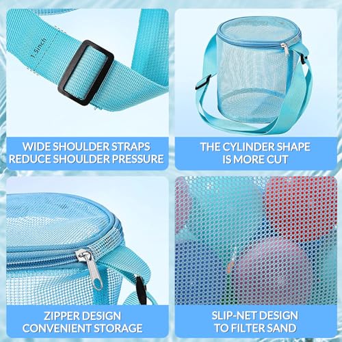 Personalized Mesh Beach Bag Custom Embroidered Name Mesh Sand Seashell Collecting Bags for Boys Girls3