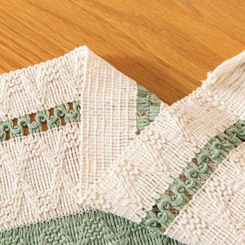 Image of HomeCloud Croshia Woven Table placemat - Heat Resistant, Washable Table Decoration for Dining, Office, Kitchen, Hotel, and Home (Runner White Green, Set of 1)
