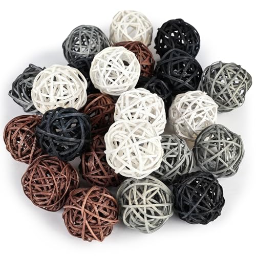 Domestar HR0182 24Pcs Wicker Rattan Balls Decorative Orbs Natural Spheres Craft Diy Vase Fillers cover