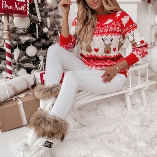 Women's Christmas Sweater Funny Christmas Tree Ugly Pullover Snowflake Long Sleeve Knitted Jumper Tops Shirt3