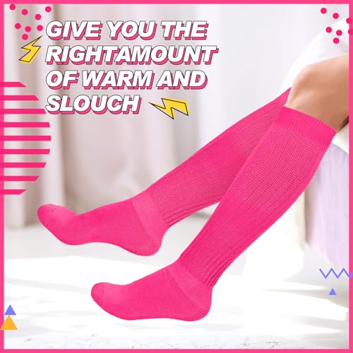 Geyoga Neon Slouch Socks,80s 90s Neon Women's Leg Warmers Extra Long Slouch Socks Soft Scrunch Knee High for Party3