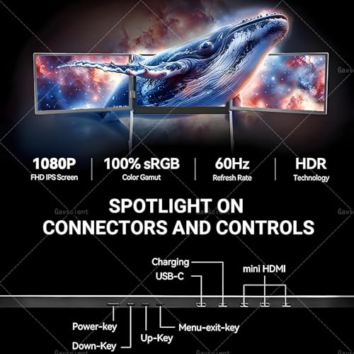 Image of Triple Laptop Screen Extender, HDMI /USB-C Pl-UG N Play, Windows /Mac /Android Compatible, 12-18.5in Laptop Fit, Travel-Friendly Triple Display.