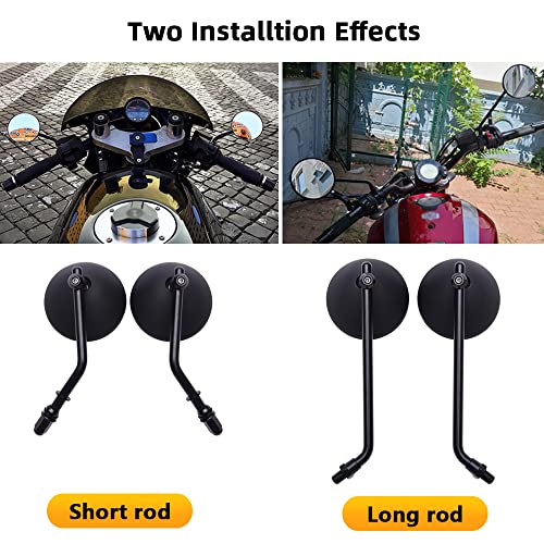 Image of DREAMIZER 3 inch Motorcycle Handlebar Mirrors Black Round Rear View Side Mirrors Universal 8mm 10mm Compatible with Sportster 883 1200 Softail Dyna ATV Street Sport Bike Cruiser Chopper Bobber Scooter