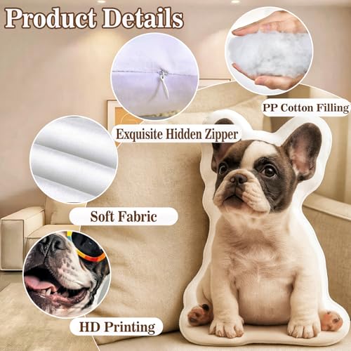 zyinoant Personalisiertes 3D Haustierkissen mit Foto – Individuelles Hundekissen & Katzenkissen – Doppelseitiger HD-Druck – Weiches Geschenk zum Geburtstag, Weihnachten für Tierliebhaber (Stil 1)