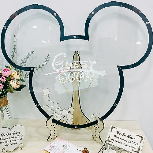 Personalized Mouse Wooden Wedding Guest Book Alternative Frame - Alternative Guest Book Wedding With Mouse Cartoon Theme Wedding Drop Box, Quinceañera Guest Book, For Wedding, Birthday
