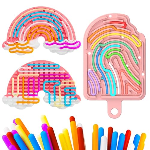 2pcs Sensory Activity Board Scheda di attività Sensoriale Silicone Fidget Toy a Doppio Lato Giocattolo Calmante in Silicone con 22 Corde per Stress Ansia Lenire
