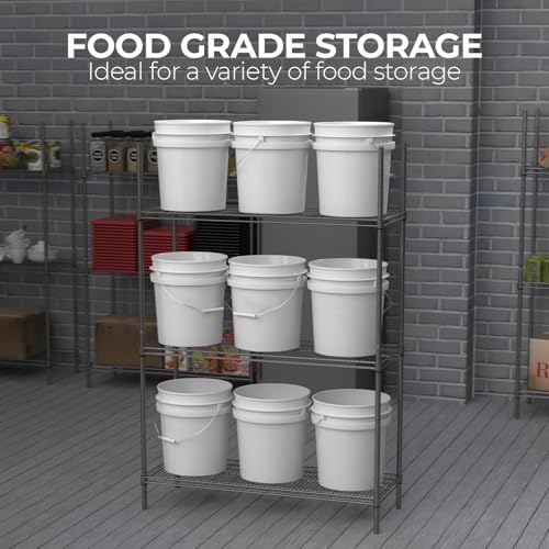 Image of 3.5-Gallon White Bucket Pail Container with Lid | Food Grade | Heavy-Duty Approx 90 MIL Extra Durable | Metal Handles with Plastic Grip | Multi-Use | Easy Stack and Store | BPA Free - 3 Pack