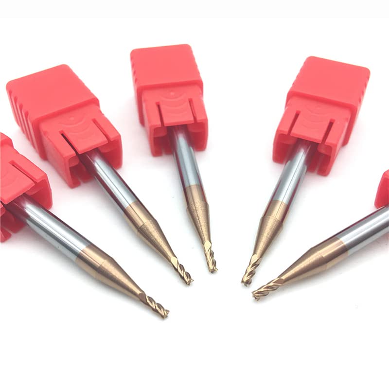 5Pcs 1mm 1.5mm 2mm 2.5mm 3mm 4mm HRC60 50L 4Flute Flat End Mill Solid Carbide Spiral Straight Shank Endmill For Wood CNC Cutter - (Dimensions: D1.5x50L)