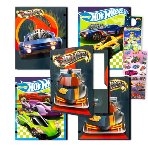 Hot Wheels Folder Set - Bundle with 4 Laminated Folders with 2 Pockets Each for Office, Classroom, Plus More | Hot Wheels Back to School Supplies - image 1